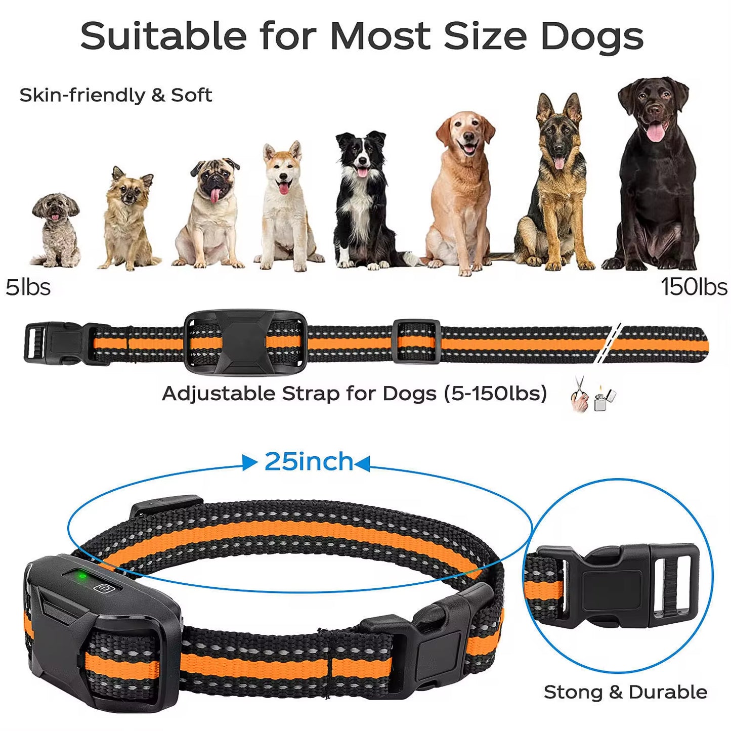 3300Ft Waterproof Electric Dog Training Collar with Remote Control for Pets Weighing 5-120lbs - Features Shock and Vibration Modes