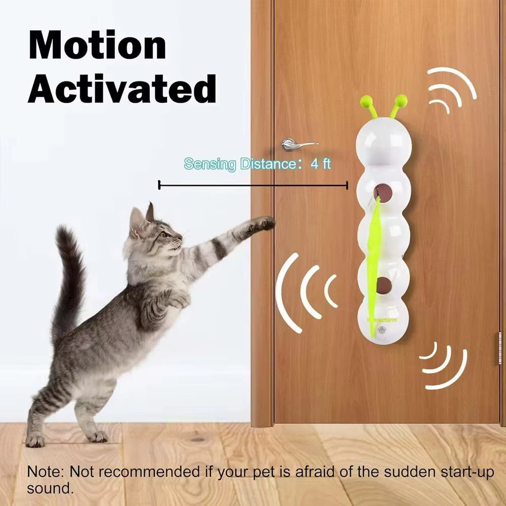 Caterpillar Motion-Activated Interactive Cat Toy - Rechargeable Automatic Teaser with Tail
