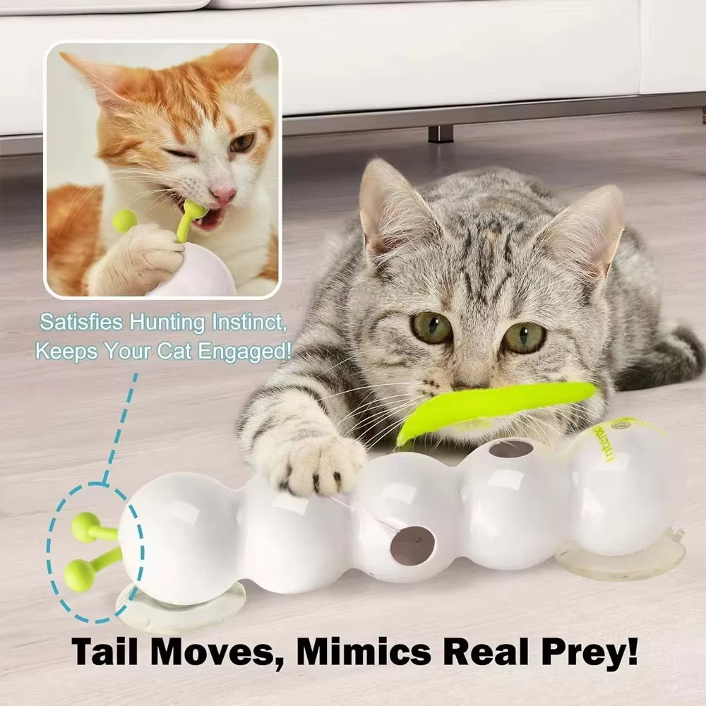Caterpillar Motion-Activated Interactive Cat Toy - Rechargeable Automatic Teaser with Tail