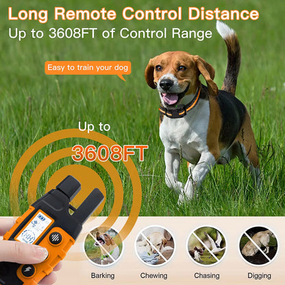 3300Ft Waterproof Electric Dog Training Collar with Remote Control for Pets Weighing 5-120lbs - Features Shock and Vibration Modes